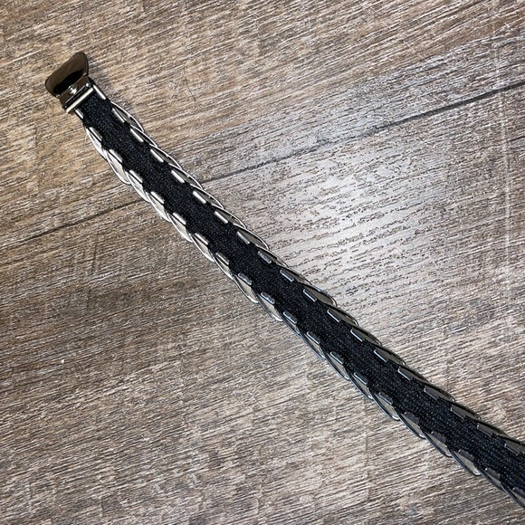 Unbranded Silver Colored Metal Rectangular Scale Elastic Belt OS - Picture 9 of 14